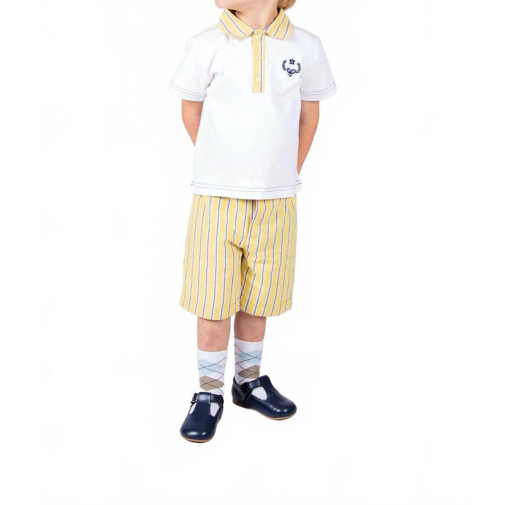 NEW BEAU KID stripe t-shirt & shorts set in white